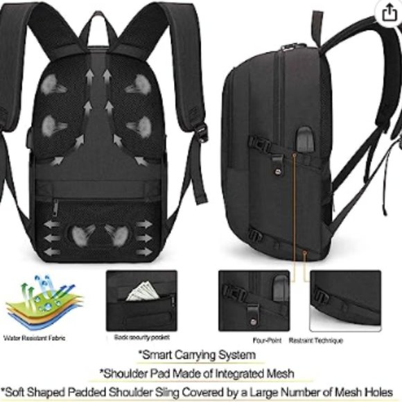 Tzowla Travel Laptop Backpack Water Resistant Anti-Theft Bag with USB Charging P